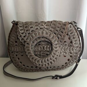Patricia Nash Leather Ticci Crossbody Bag - Stone NWOT